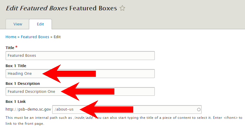 Edit Featured Boxes