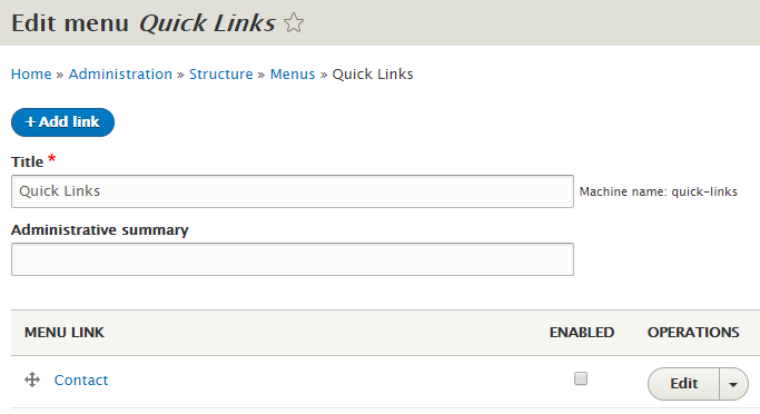 Enabled Quick Links box example