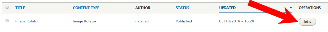 Example of where to find Edit in the Operations Column