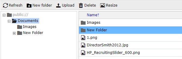 Example of New Folder after created in IMCE